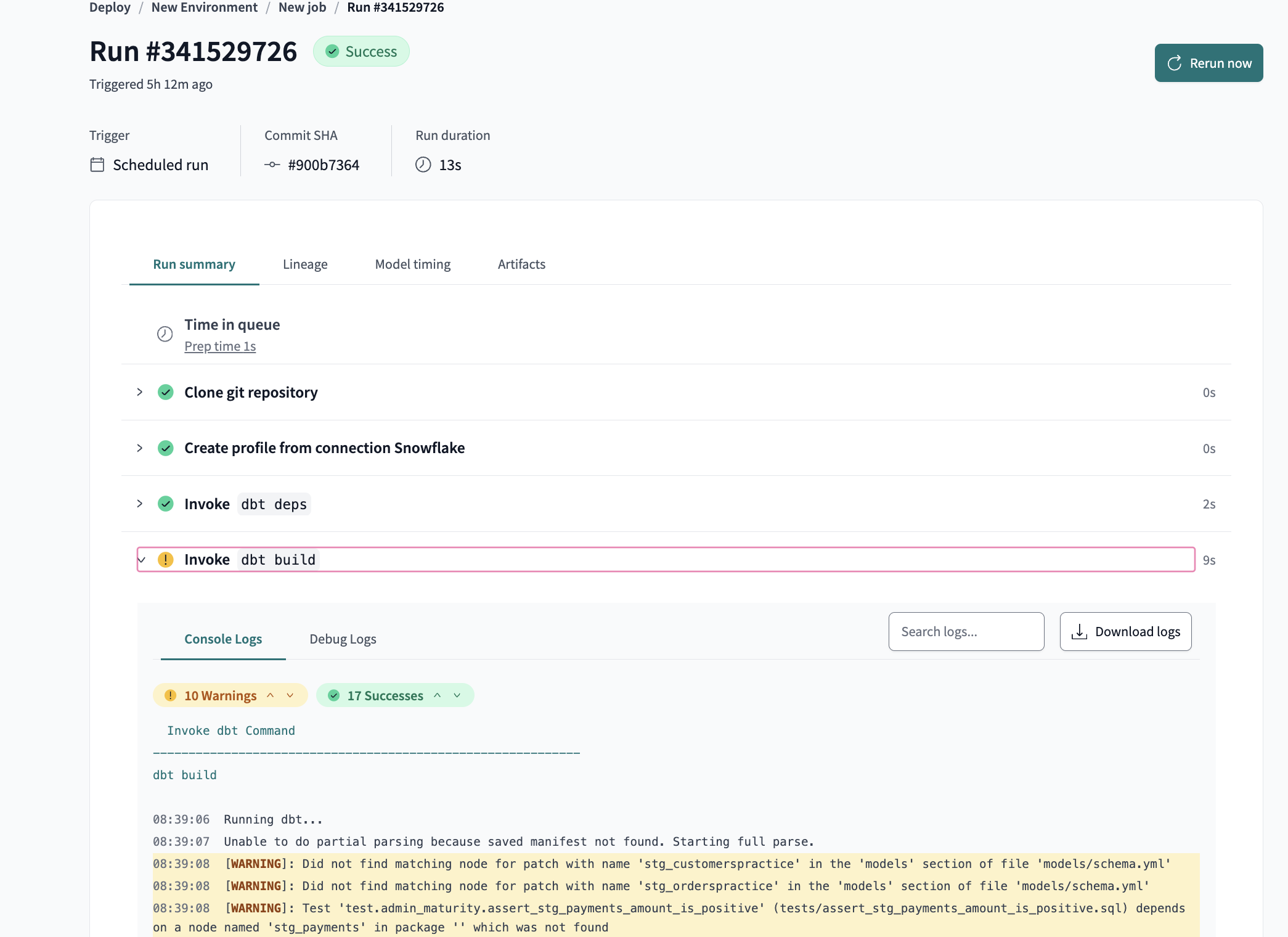 Access logs for run steps